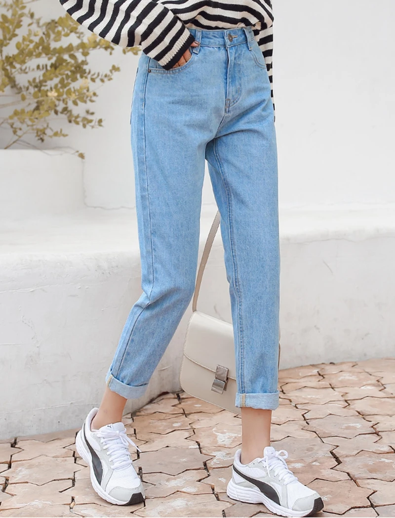 

Cotton white jeans woman high waist skinny jeans woman plus size mom jeans black 2020 spring new beige blue hot sale