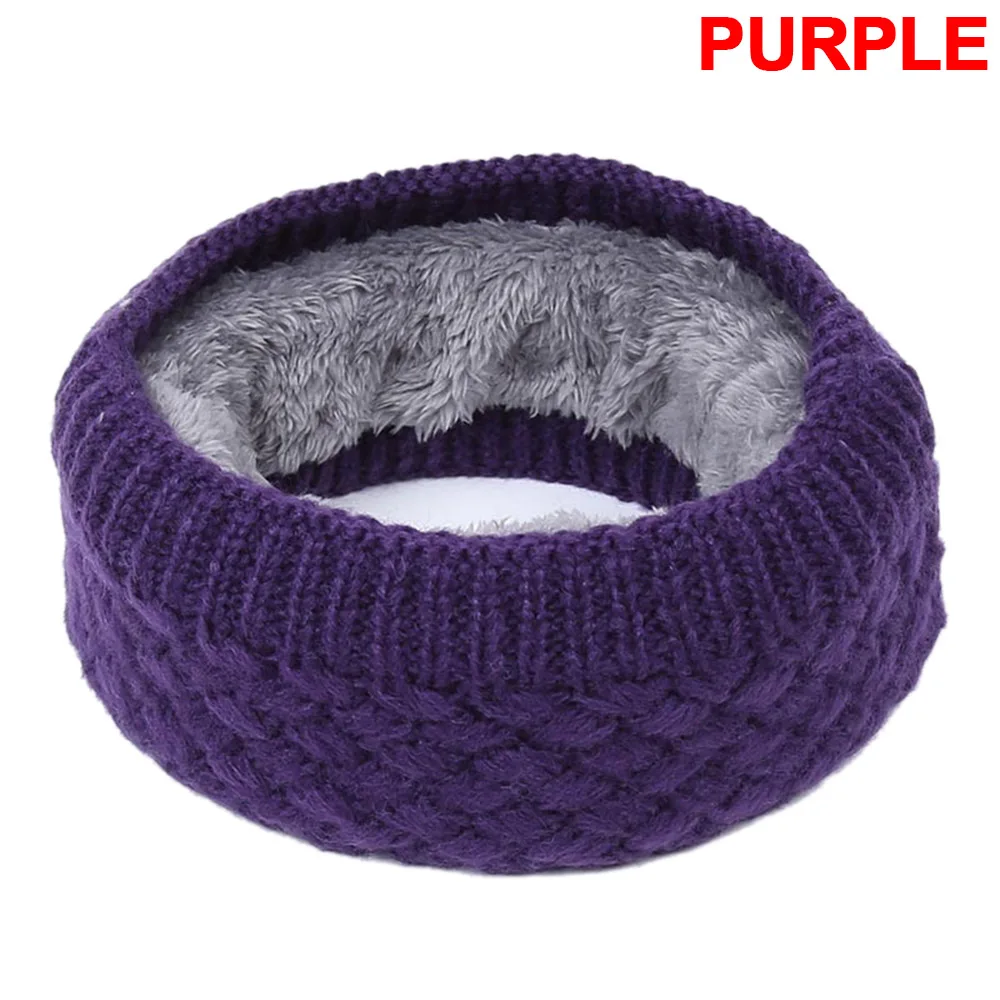 purple Scarf Зимний теплый матовый вязаный шейный шарф-петля, уплотненная теплая круглая обертка, шарф-хомут с петлей, женский шарф для катания на лыжах и альпинизма - Цвет: purple Scarf