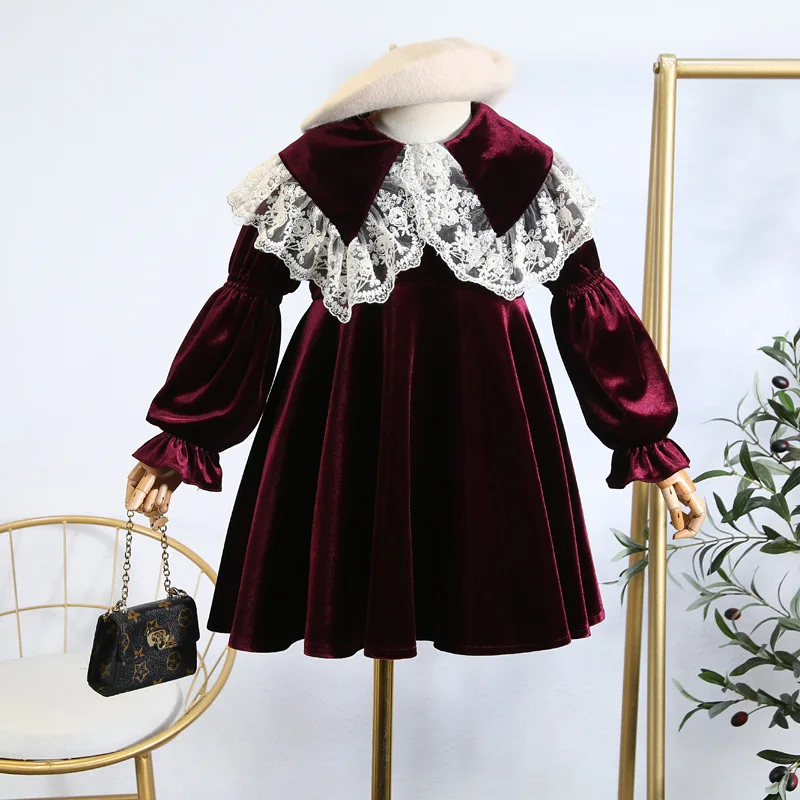 Платье для девочек осень-зима 2019 новая иностранная детская одежда Золотое