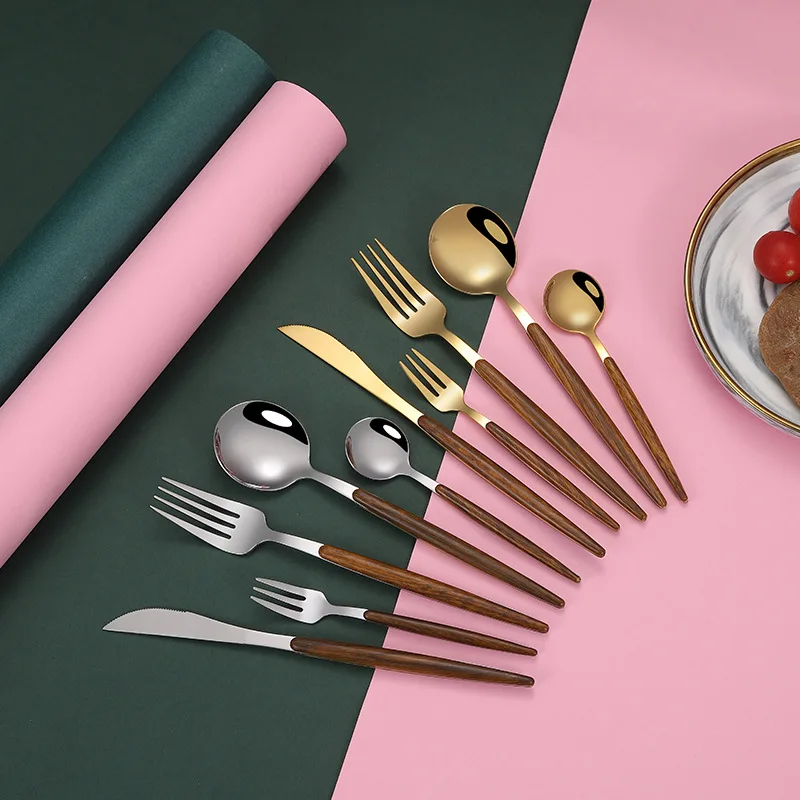 OAPE Кухня инструменты Титан plated Gold Нержавеющая сталь набор столовых приборов суп