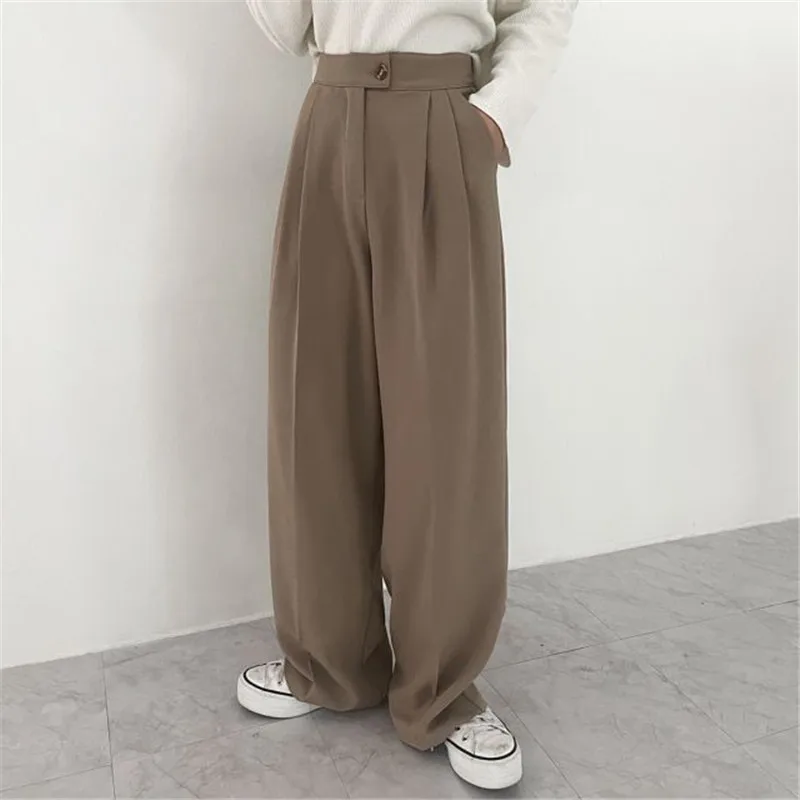 

2021 Pure Color Temperament Commuter Suit Wide Leg Pants