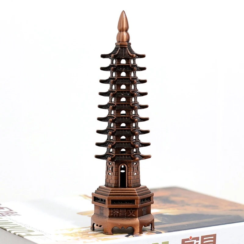 Feng Shui 9 уровней сплав 3D модель китайский Wenchang башня пагода ремесла статуя сувенир