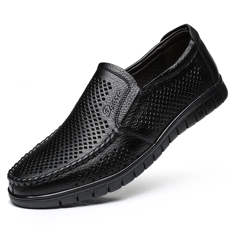 

2021 Summer Hollow Leather Shoes Sandals Genuine Leather Business Shoes Casual Breathable Shoes