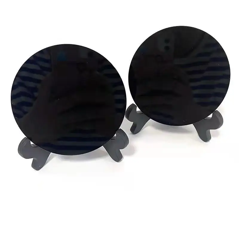 Натуральный кристалл полированный черный обсидиан зеркальный - Цена: 0