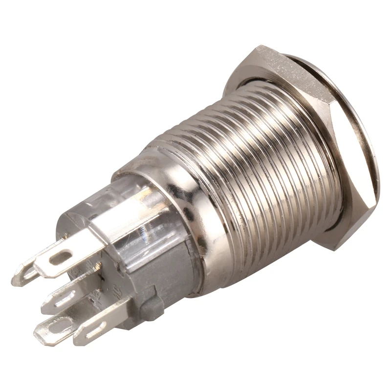 Круглый мгновенный кнопочный переключатель из нержавеющей стали с синим