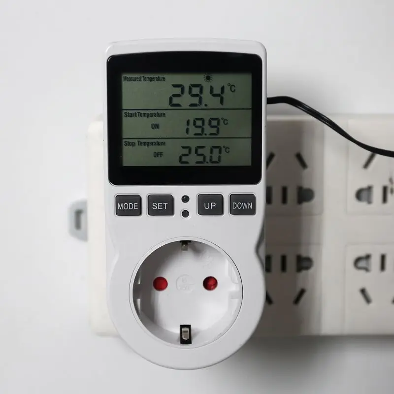 

16A 220V Thermostat Digital Temperature Controller Multi-Function Socket Outlet with Timer Switch Sensor Probe Heating Cooling