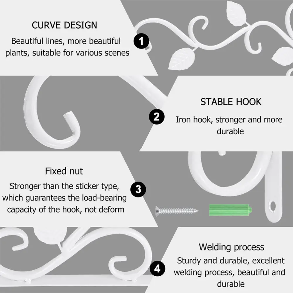 

2pcs Modern Wall-mounted Garden Flowerpot Hanger Iron Art Hook Wall Decoration