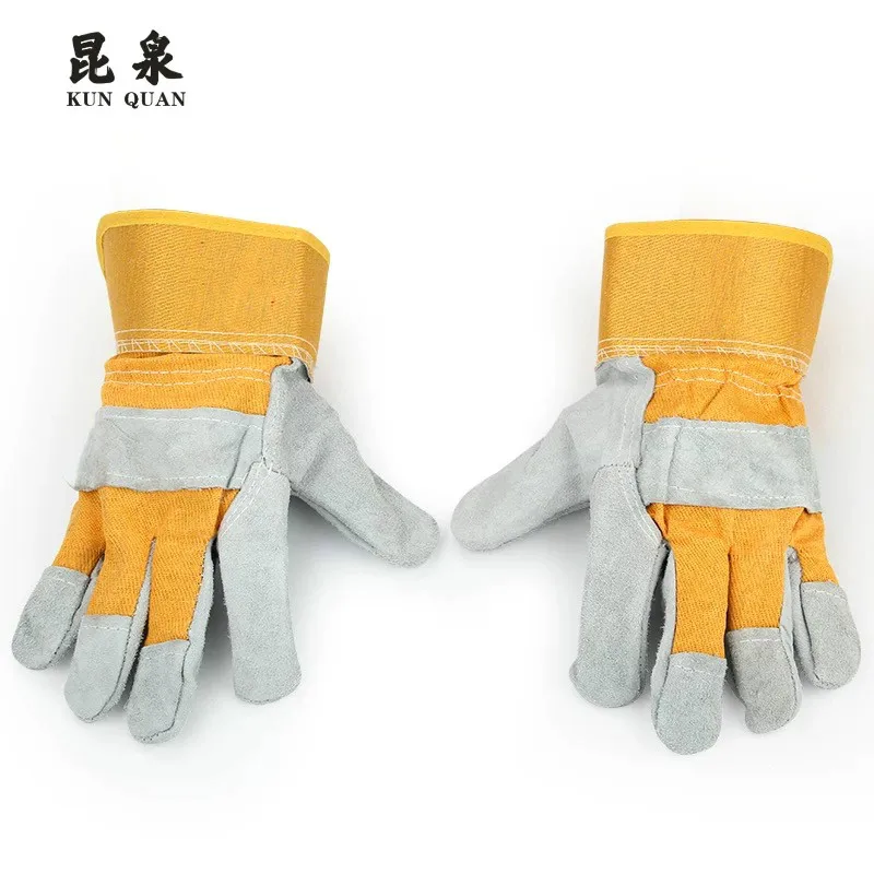

Large mouth lengthened and thickened wrist guard welding cowhide labor protection gloves