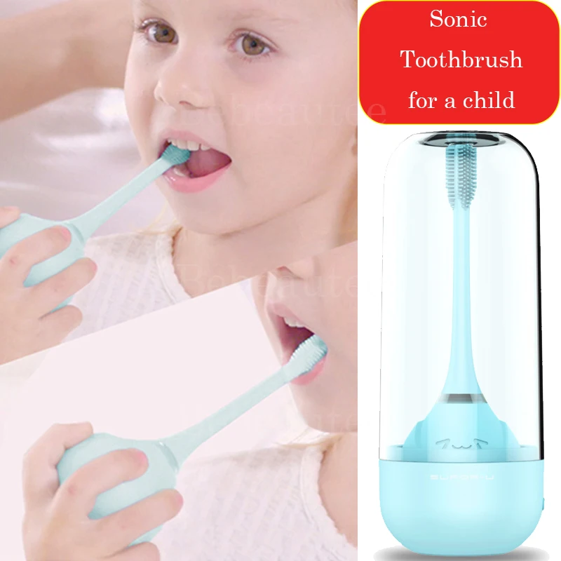 Звуковая зубная щетка для детей 3 в 1, водонепроницаемая перезаряжаемая Беспроводная зубная щетка с чашкой для детей, электрическая зубная щ... от AliExpress RU&CIS NEW