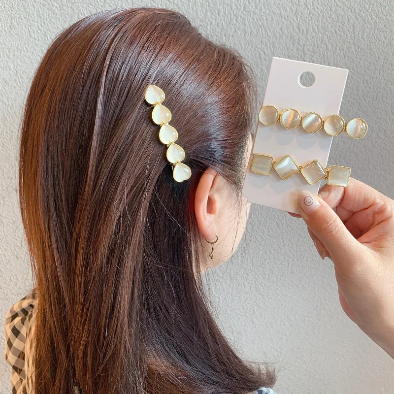 

New Women Girls Cute Heart Geometric Barrettes Transparent Barrettes Sweet Hair Clips Hairpins Headband Fashion Hair Accessories
