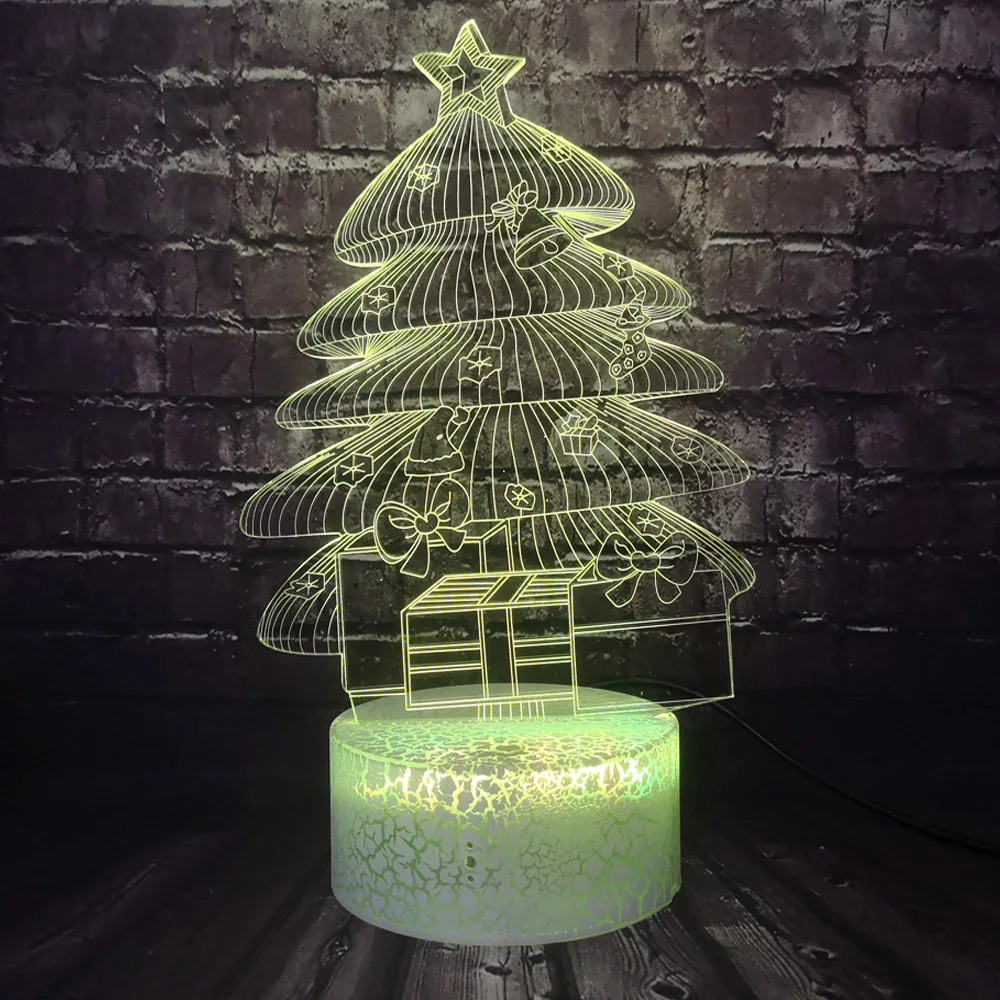 3D оптический настольный ночник Рождественская серия Санта Клаус Олень Снеговик