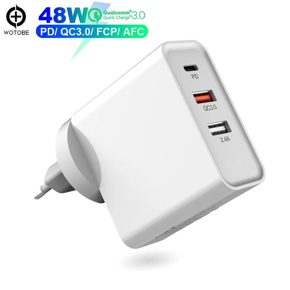 3 port 3 порта QC3.0/FCP/AFC быстрая настенная зарядка, 1 порт PD 30 Вт USB C адаптер питания, для Mac book iPhone/iPad/pixel/samsung/huawei/One Plus - Цвет: 3 port