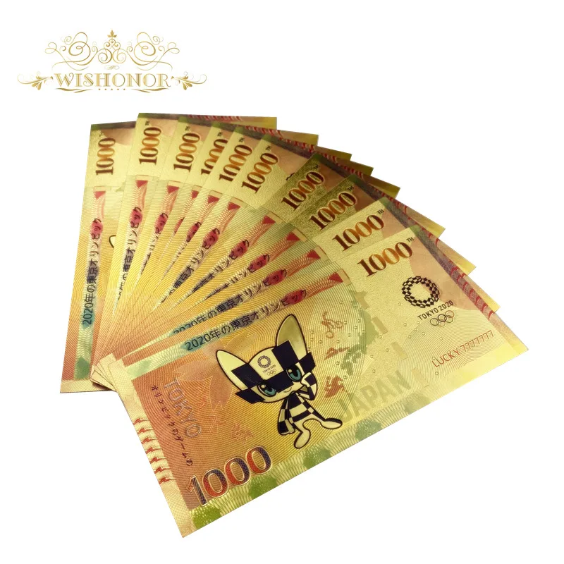 10 шт. новый цвет 2020 г. Япония Олимпийские монеты для банкнот Fuji 10000 иен банкноты в