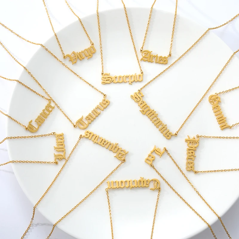 3 цвета 12 Созвездие Звезды зодиака ожерелье из нержавеющей стали кулон женское с