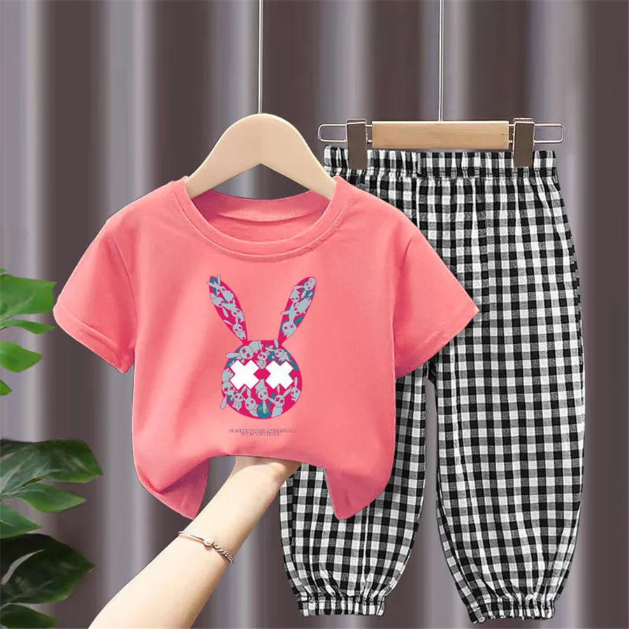 

Одежда для девочек, однотонная Одежда для девочек, летняя футболка + штаны, комплект одежды для девочек, повседневный стиль, детские спортив...