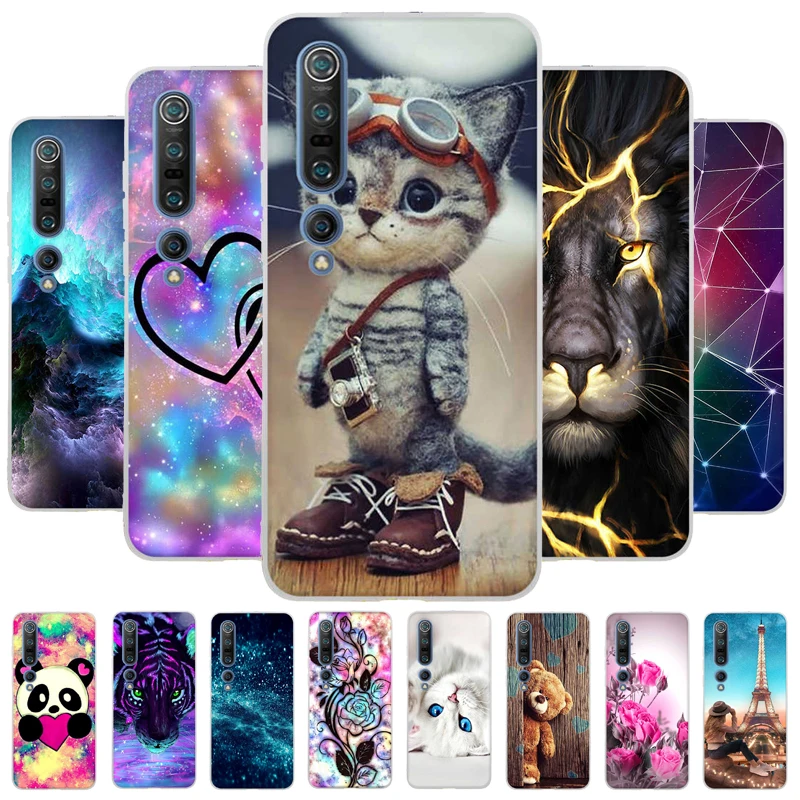 Чехол для Xiaomi Mi 10 Модный мягкий силиконовый чехол с мультяшным рисунком чехлы
