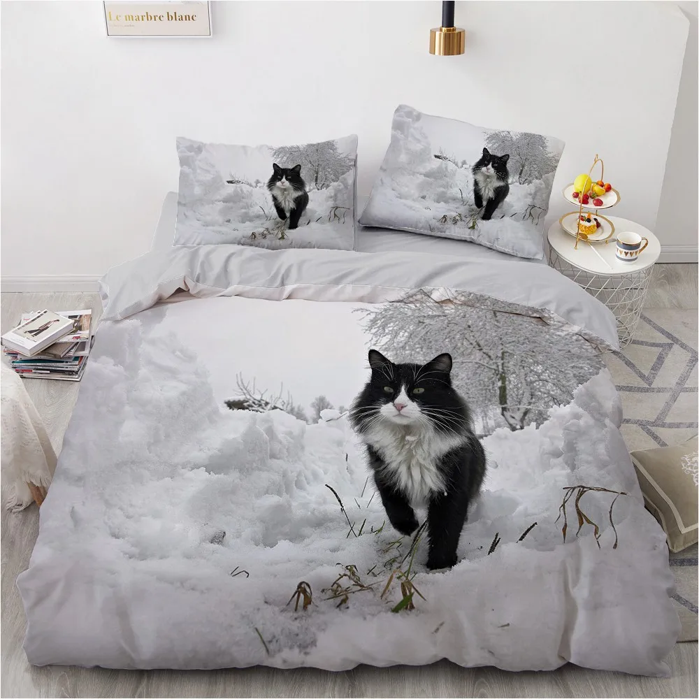 Simple 3D Animal Bedding Sets Cat Duvet Cute Quilt Cover Set Pet Design Comforter Bed Linen With Pillowcase King Queen Dogs