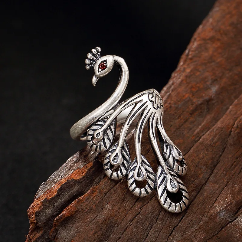 

Punk Vintage 925 Sterling Silver Peacock Rings For Women Men Gothic Antique Jewelry Anillos 2020