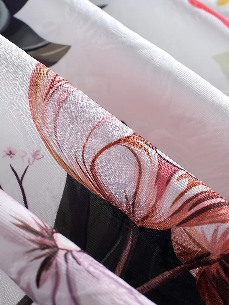 

Runway Designer Short Dresses Women Sleeveless High Quality Diamonds Beading Count Flower Printed Mini Dresses