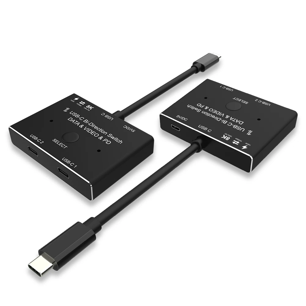 

KVM USB C two-way Switch 1x2/2x1 USB 3.1 splitter data video switcher 8K @ 30Hz PD 100W for PC monitor Mobile phone Multi-source