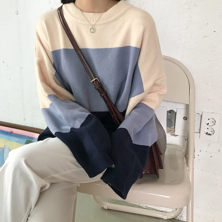 autumn 2020 winter clothes women harajuku korean fashion friends sweaters personality sweet striped retro knitted sweater | Женская