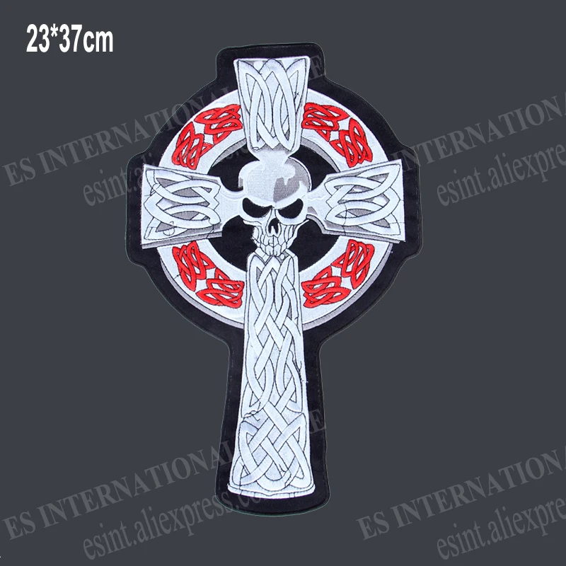 14 5 дюймовые большие вышитые нашивки с черепом для куртки мотоцикла байкера 23 см *