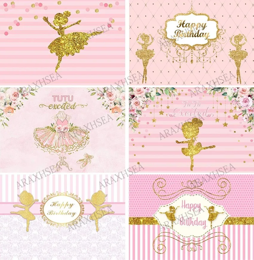 

Birthday Background Princess Ballerina Party Decoration Backdrop Abstract Ballet Dancing Girl Silhouette Chic Bday Pink Banner
