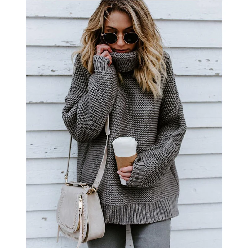 

2020 Winter Sweater Women Long Sleeve Warm Knit Pullover Plus Size Woman Fashion Turtleneck Warm Thicken Sweaters Feamle Jumper