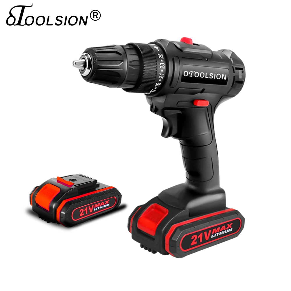 OTOOLSION 21V Rechargeable Pistol Electric Drill Cordless Electric Drill Forward Reverse Electric Screwdriver Woodworking Tools
