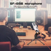 sf 666 condenser microphone portable lightweight musical elements 3 5mm jack stereo mic tripod mic for online video chat