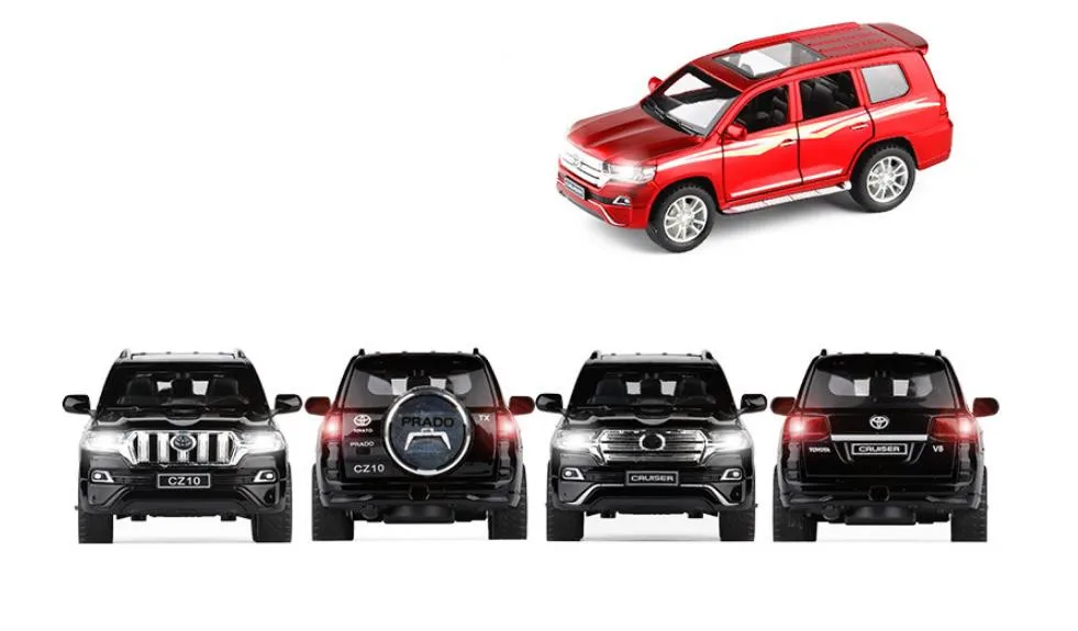 1:32 Toyota overbearing сплав оттяните назад внедорожная модель автомобиля, высокое моделирование 6 дверей открытый звук и свет модель автомобиля