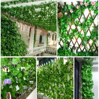 retractable artificial garden fence expandable ivy privacy fence wood vines climbing frame gardening plant home decorations 1pcs