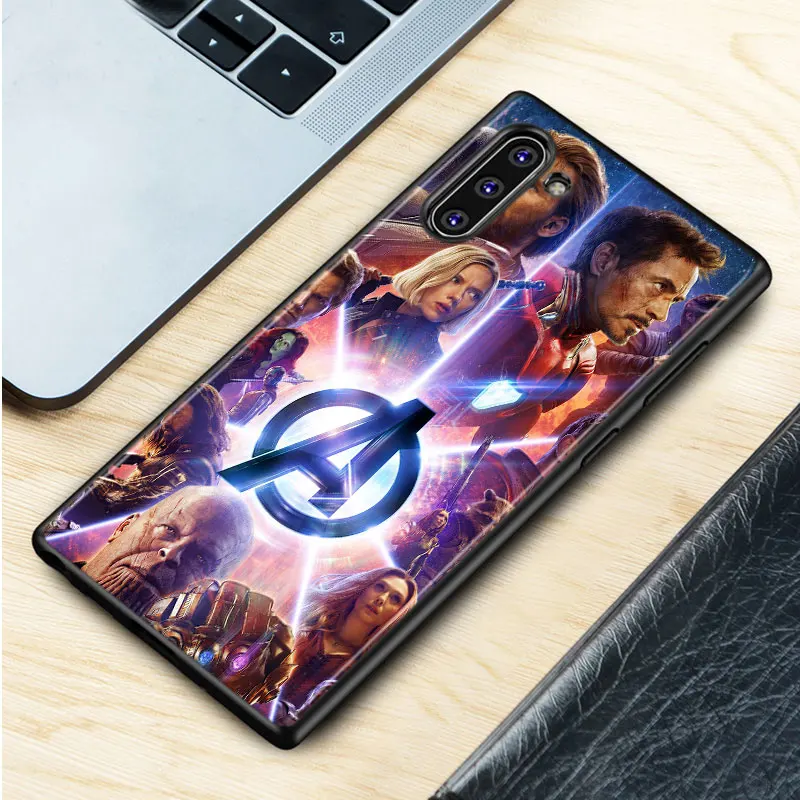 Черный силиконовый чехол Мстители Железный человек Капитан Америка для samsung Galaxy Note 10Plus 10 Pro 9 8 S10 S9 S8 Plus S7 S6 Чехол Для Телефона
