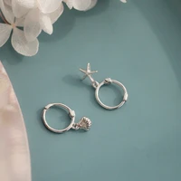 cute ocean style silver color asymmetry starfish shell stud earring fashion design earring for women girl fashion jewelry
