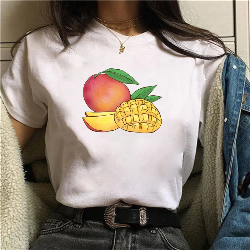 Мультфильм манго печатных футболка для женщин 90s Графический Harajuku с изображением