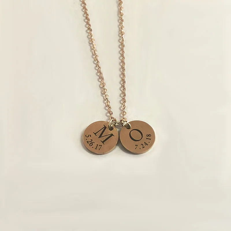 Персонализированное круглое ожерелье из нержавеющей стали индивидуальная