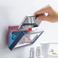 bathroom waterproof phone holder storage case box wall all covered touch screen shelves self adhesive shower kitchen accessories