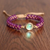 opal string weaving yoga friendship bracelet stone wrapped bracelet woman amethyst bracelet bohemian jewelry