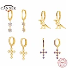 Серьги-подвески женские из серебра 925 пробы с подвеской в виде креста