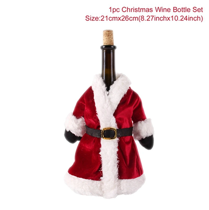 Wine Bottle Cover 6 шт. рождественские товары Кубок для шампанского вина Стекло Подвески веселого Рождества Декор для дома Noel с утолщённой меховой опушкой, Рождество Happy год - Цвет: Wine Bottle Cover