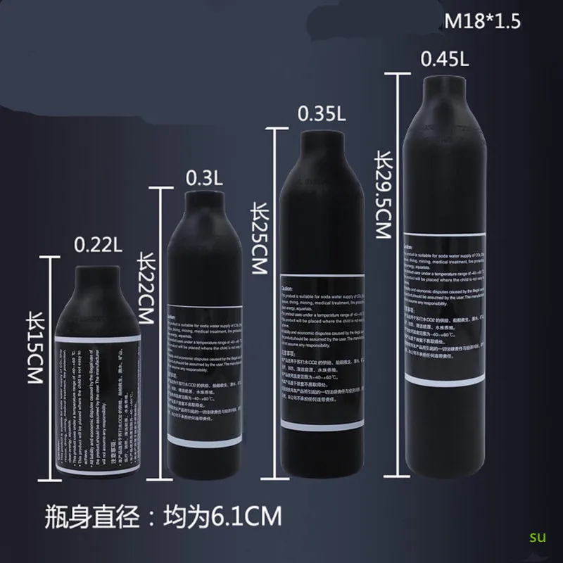 PCP Пейнтбол ВВС HPA цилиндр воздушный флакон 0.2L/0.3L/0.35L/0.45L бак 300 бар 4500psi M18* 1,5 резьба 6061 алюминиевый сплав