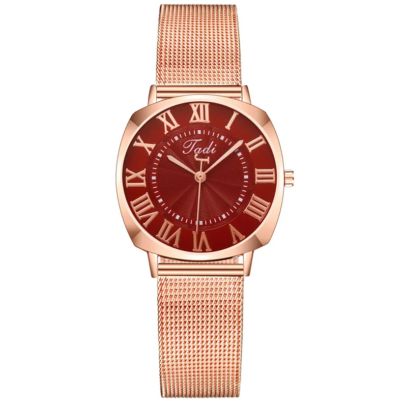 

2021 Roman Scale Alloy Mesh Belt Women's Quartz Watch Creative Ding Hook Pointer Square Dial Fashion Watch Women