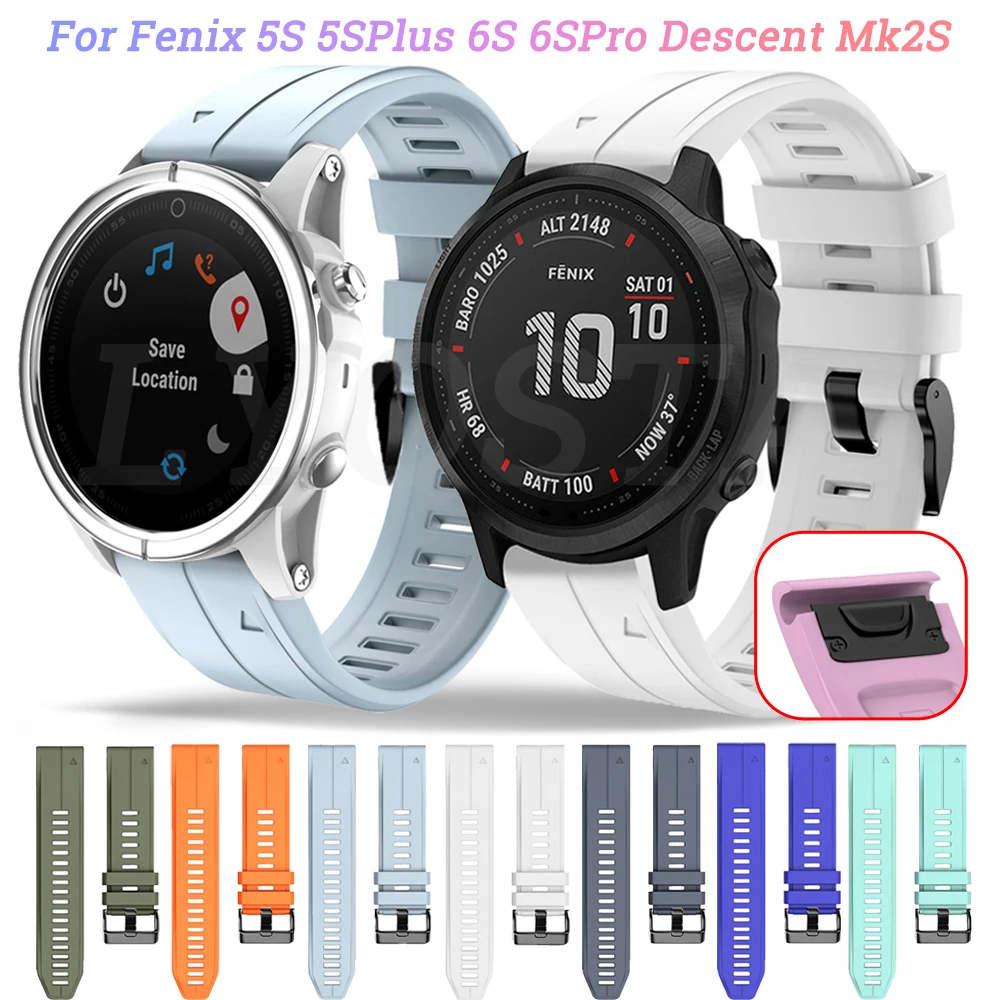 

Soft Silicone 20mm Quick Release Watchband For Garmin Fenix 5 5S Plus 6 6S Pro/D2 Delta S/Descent Mk2S Watch Easyfit Wrist Strap