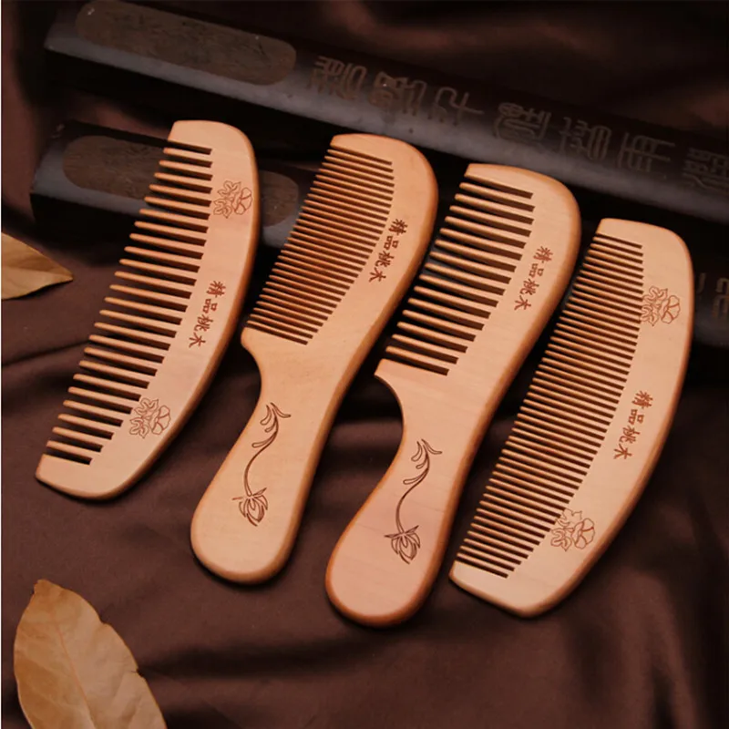 

1PC Anti-Static Head Sandalwood Wooden Combs Popular Natural Health Care Hair Comb Hairbrush With Handle Massager 2 Types