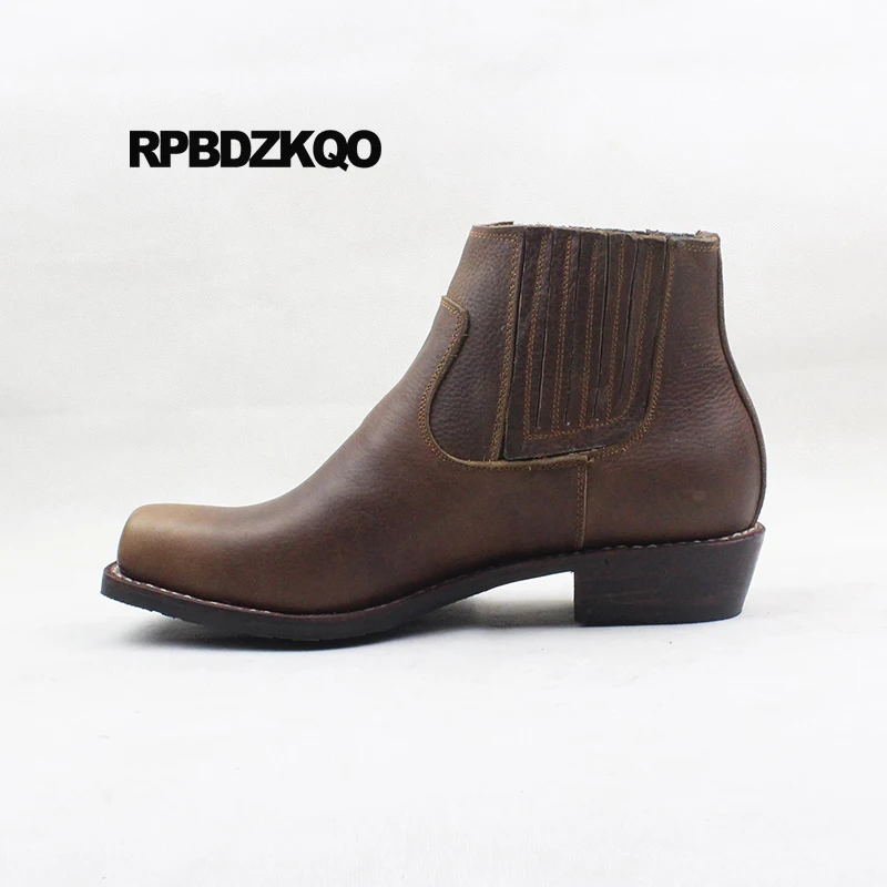 Квадратный носок в ковбойском стиле Челси короткая Коричневый Goodyear фальцовые