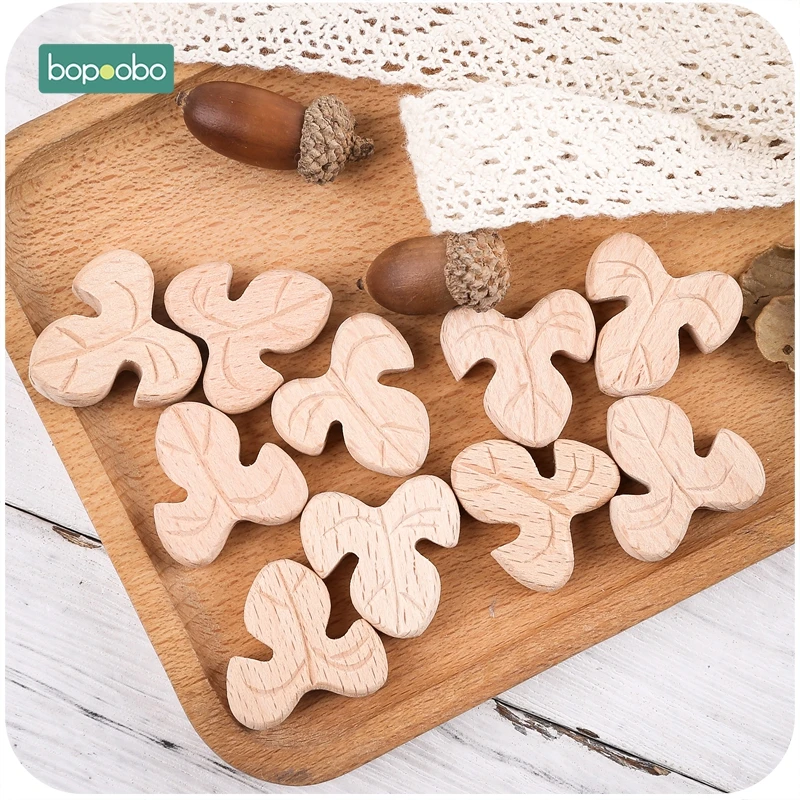 Bopoobo-Cuentas de madera de haya para dentici&oacute;n, mordedor masticable con forma de estrella, sin BPA, manualidades para beb&eacute;s, 10 unidades-5