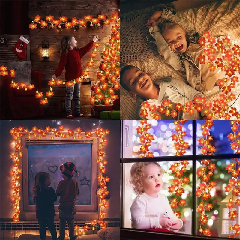 

1.5M Halloween Decoration Lights Maple Pumpkin Lantern LED Fairy Lights Xmas Decoration Autumn String Light Festive DIY Decor