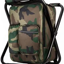 3 in1 Multifunction Fishing Backpack Chair, Portable Hiking Camouflage Camping Stool, Folding Cooler Insulated Picnic Bag