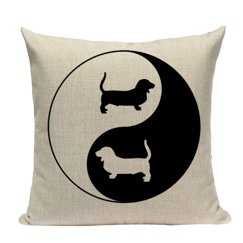Чехол для подушки с таксой льняная Подушка животным чехол дивана декоративная