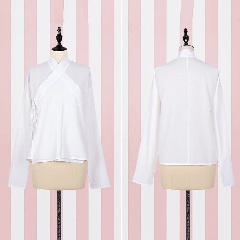 

Chinese Style Wide-Sleeve Blouse White Cross-Collar Underwear Han/Tang/Song Dynasty Ancient Female Daily Inside Clothes DQL4977